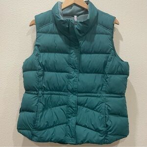 Old Navy Teal Puffer Vest Women’s XL  Snap Front Quilted Winter Fleece Lined